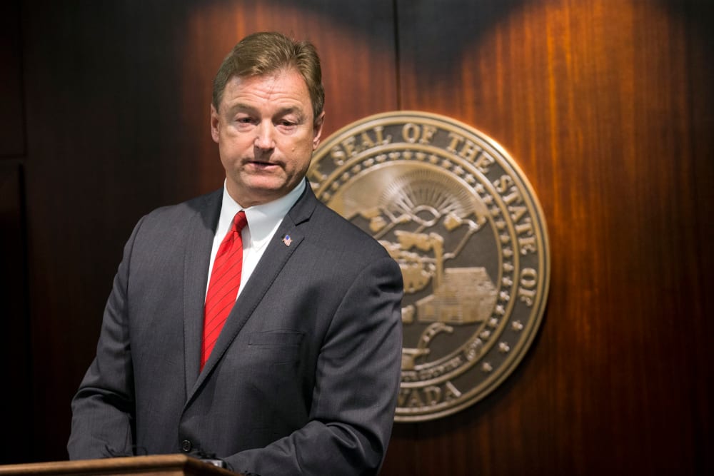 Sen. Dean Heller, R-Nev., during a press conference where he announced he will vote no on the proposed GOP healthcare bill at the Grant Sawyer State Office Building on Friday, June 23, 2017 in Las Vegas.