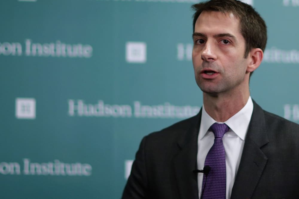 Sen. Tom Cotton (R-AR) participates in a conversation about American foreign strategy and statesmanship at the Hudson Institute on March 18, 2015 in Washington, DC. (Photo by Chip Somodevilla/Getty)