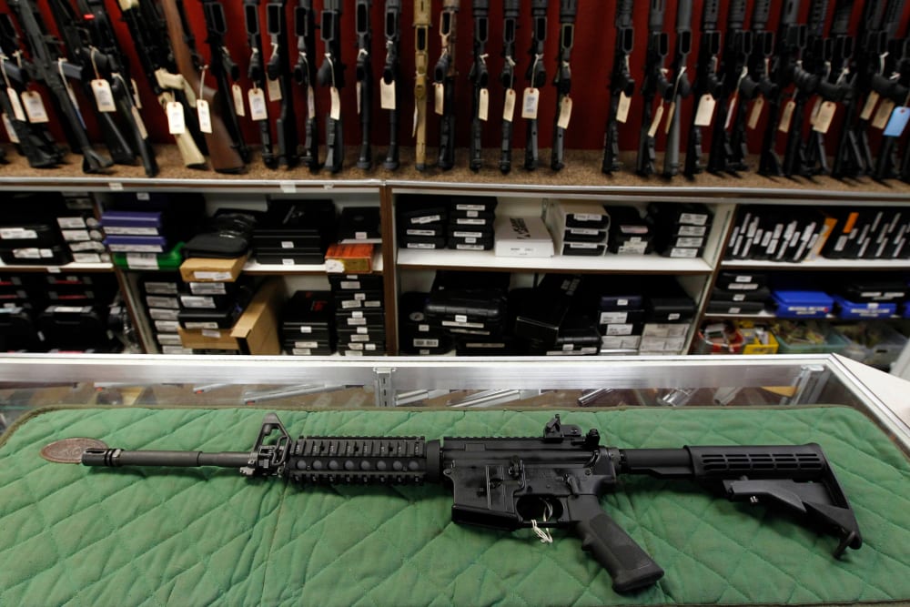 This July 26, 2012 file photo shows an AR-15 style rifle. (Photo by Alex Brandon/AP)