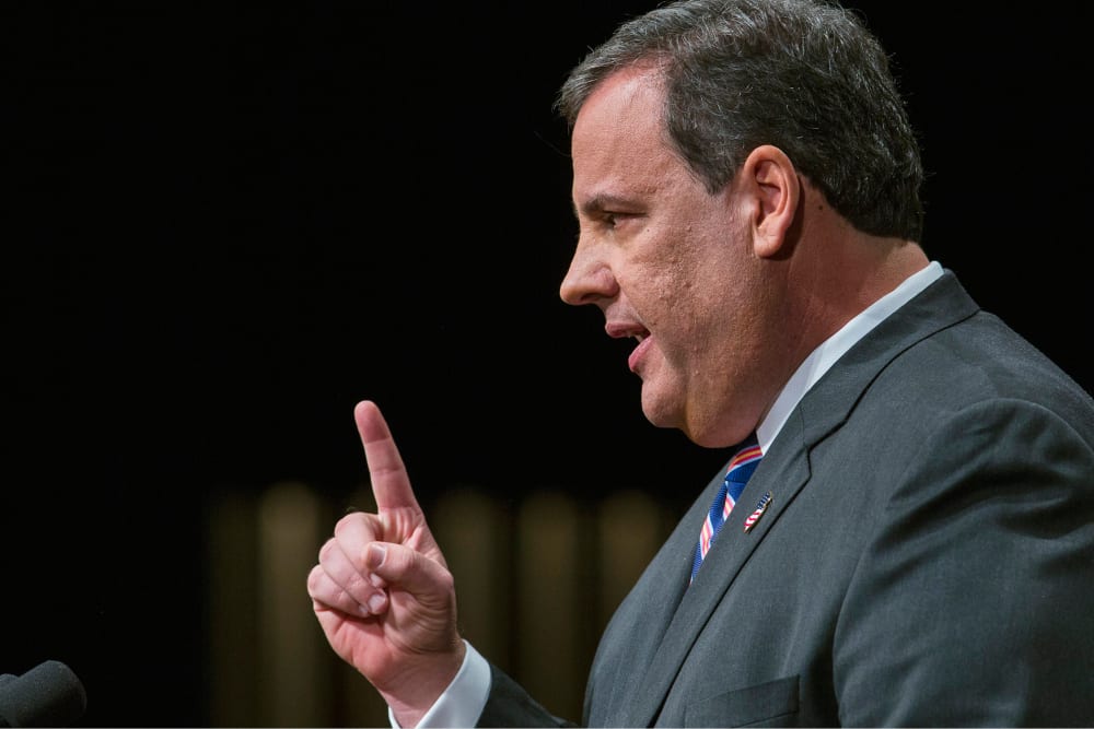 New Jersey Governor Chris Christie speaks after his swearing in ceremony inside of the Patriots Theater at the War Memorial in Trenton, New Jersey Jan. 21, 2014.