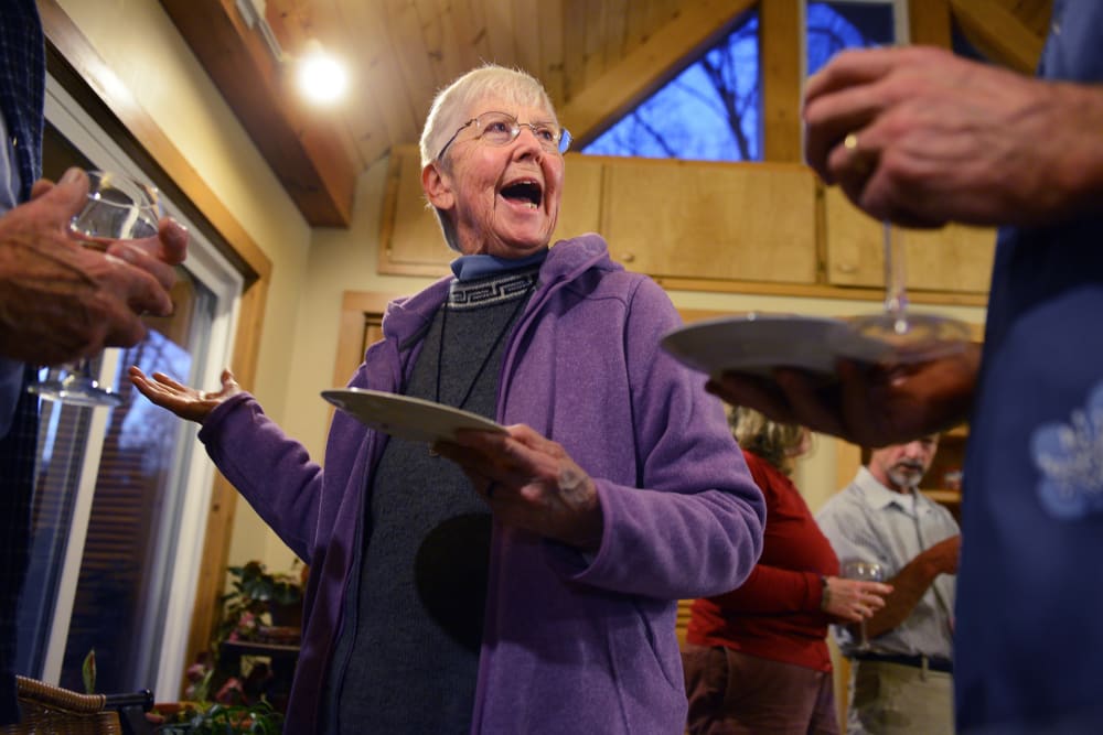 Sister Megan Rice answers questions from members of a church group at a home in Maryville, TN, on February 5, 2013.