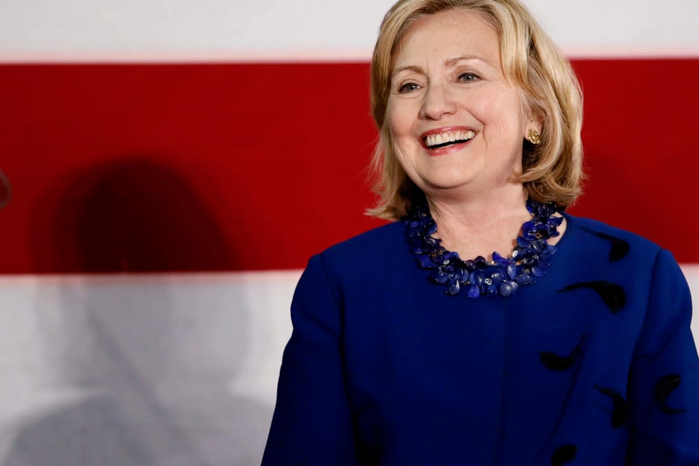 Former U.S. Secretary of State Hillary Rodham Clinton speaks at a rally for U.S. Senate candidate Gary Peters and gubernatorial candidate Mark Schauer in Auburn Hills, Mich., on Oct. 16, 2014.
