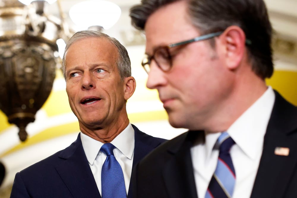 U.S. Senate Majority Leader John Thune and Speaker of the House Mike Johnson.