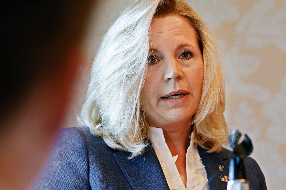 Wyoming Senate candidate Liz Cheney answers a question from a reporter at a news conference, July 17, 2013.