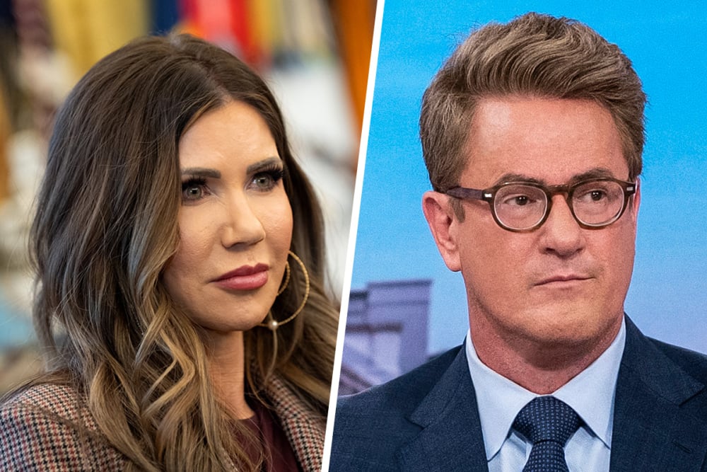 US Homeland Security Secretary Kristi Noem and MS NOW's Joe Scarborough.