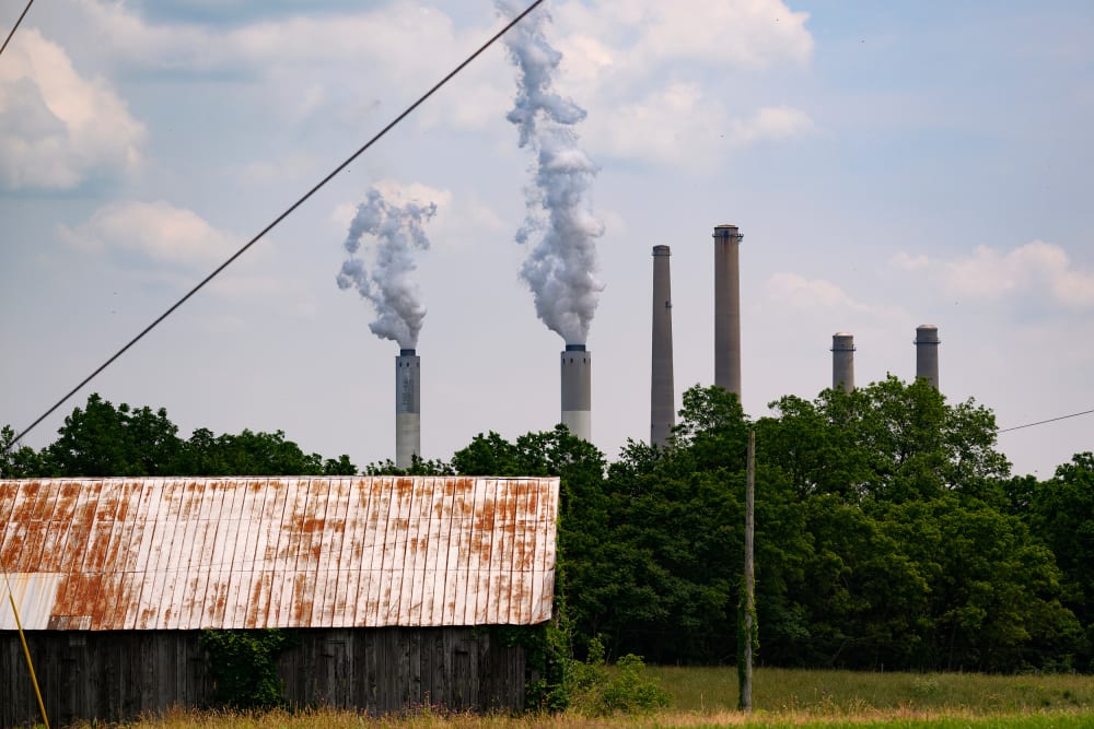 Stacks from a coal power plant in Maysville, K.Y.