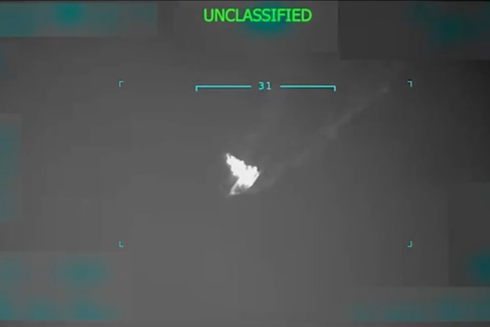 A video released by the U.S. military shows a missile strike on a boat in the Pacific Ocean near Venezuela.