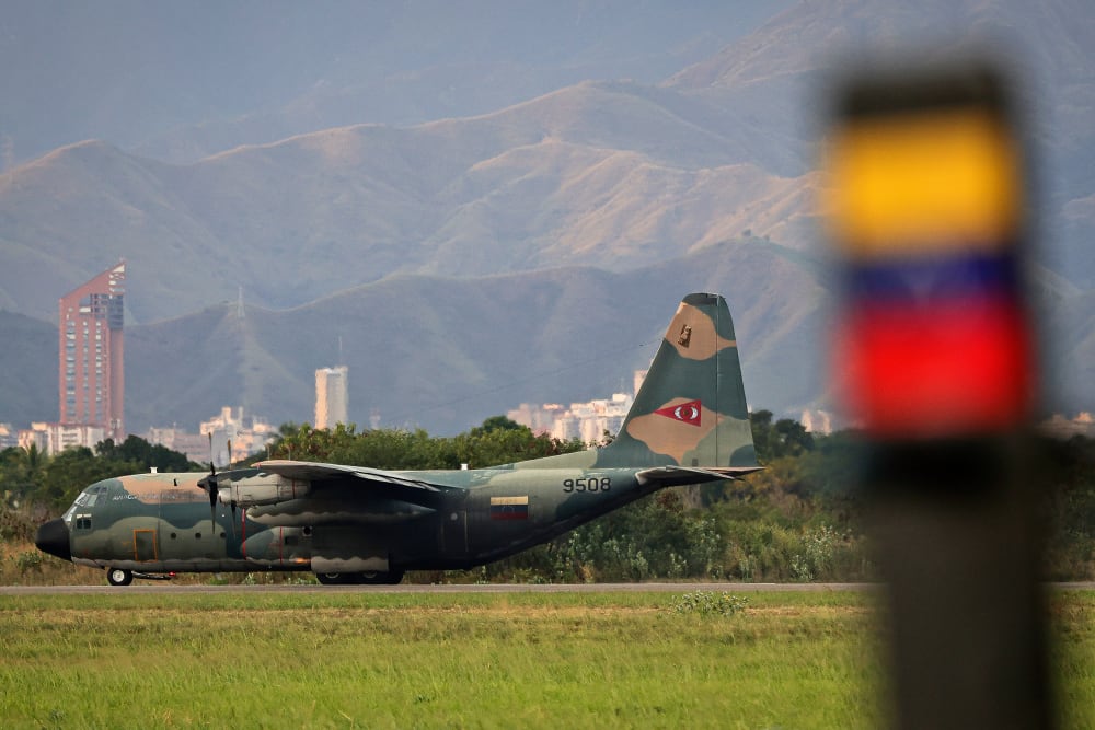 A military aircraft in on Nov. 20, 2025 in Venezuela, Maracay.