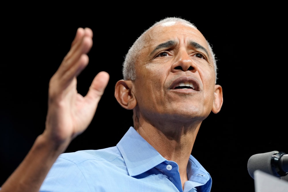 Former President Barack Obama during a rally for Abigail Spanberger in Norfolk, V.A.
