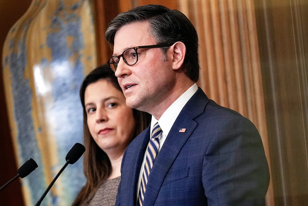 Rep. Elise Stefanik and Speaker Mike Johnson.