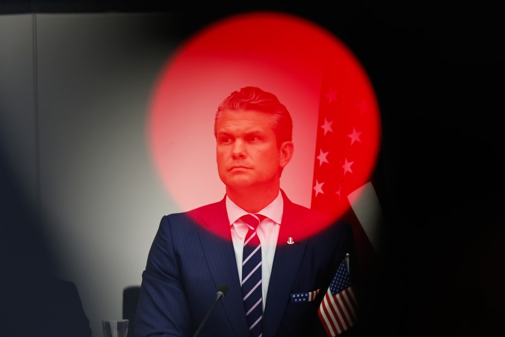 Pete Hegseth, US secretary of defense, in Brussels, Belgium.