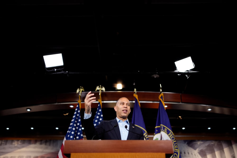 House Minority Leader Hakeem Jeffries during a news conference at the Capitol.