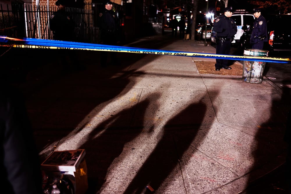 The scene at a shooting where two New York City police officers were killed in Brooklyn, N.Y. on Dec. 20, 2014. (Spencer Platt/Getty)
