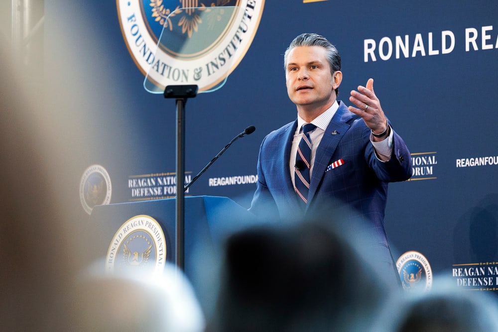 Secretary of Defense Pete Hegseth at the Reagan National Defense Forum.