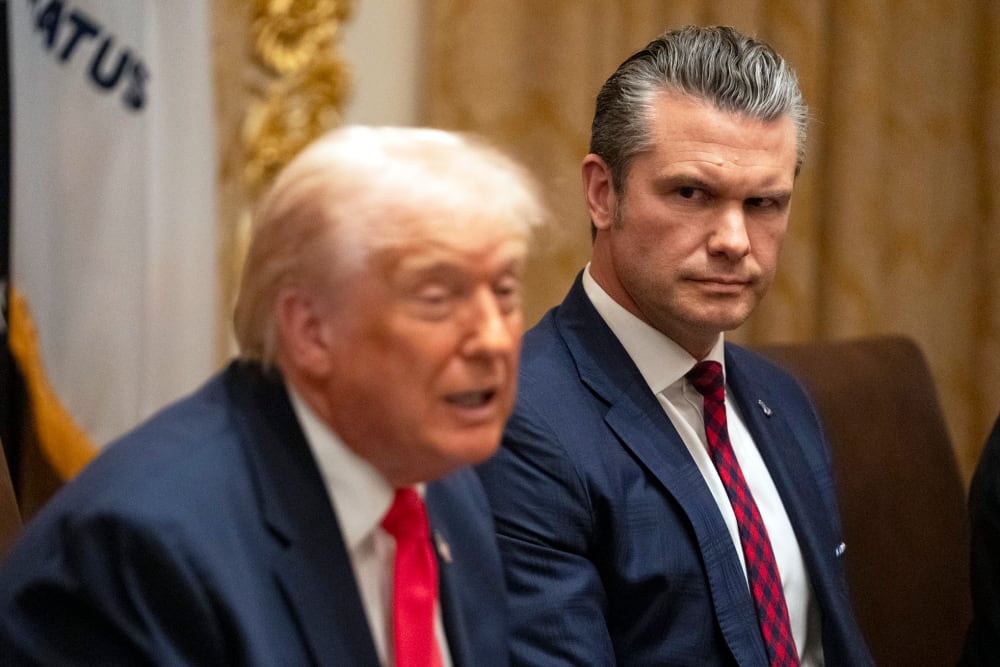 Defense Secretary Pete Hegseth and President Donald Trump on Dec. 2 at the White House.