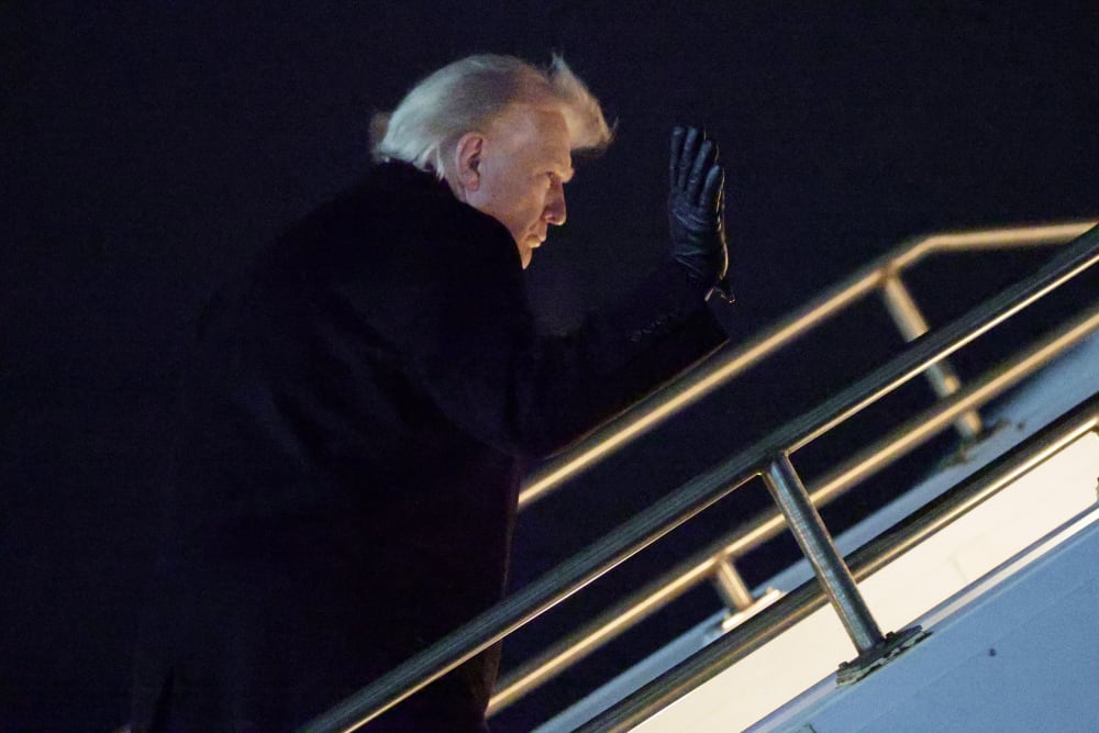 President Donald Trump boards Air Force One at Wilkes-Barre Scranton International Airport