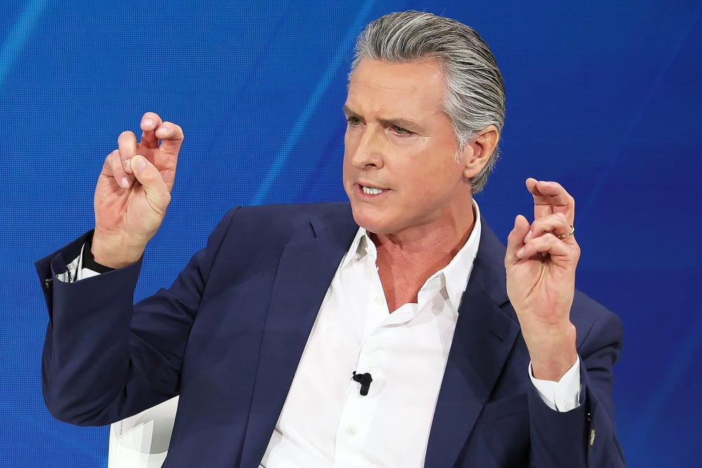California Gov. Gavin Newsom speaks during the 2025 New York Times Dealbook Summit in NYC.