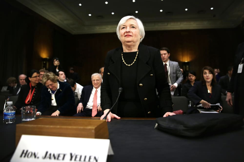 Nominee for the Federal Reserve Board Chairman Janet Yellen leaves after her confirmation hearing, Nov. 14, 2013 on Capitol Hill in Washington, DC.