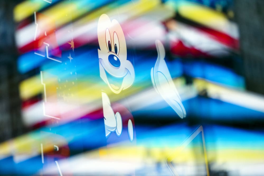 A Mickey Mouse sign outside the Disney store in Times Square.