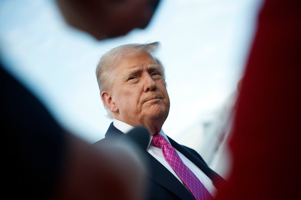 U.S. President Donald Trump speaks to reporters in New Jersey