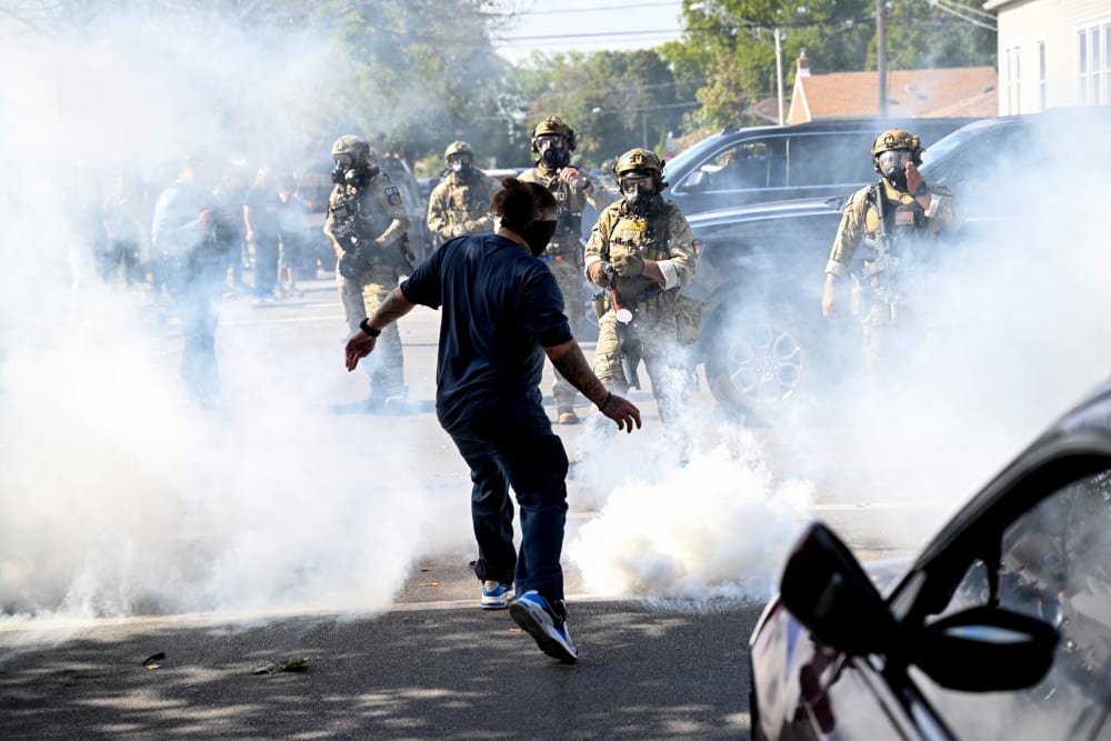 Protesters clash with federal agents in Chicago.