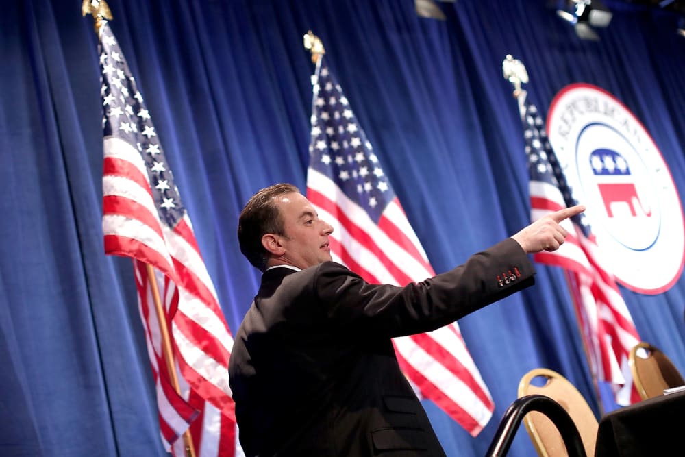 Republican National Committee Chairman Reince Priebus directs the annual RNC winter meeting Jan. 24, 2014 in Washington, DC.