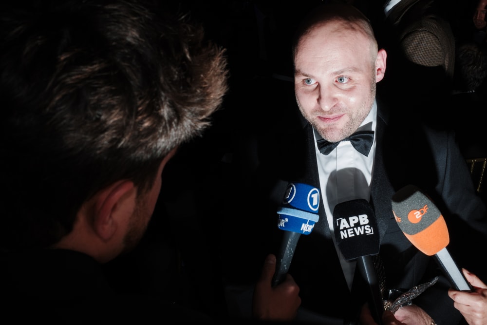 Markus Frohnmaier speaks to the media at the New York Young Republican Club's 113th Annual Gala.
