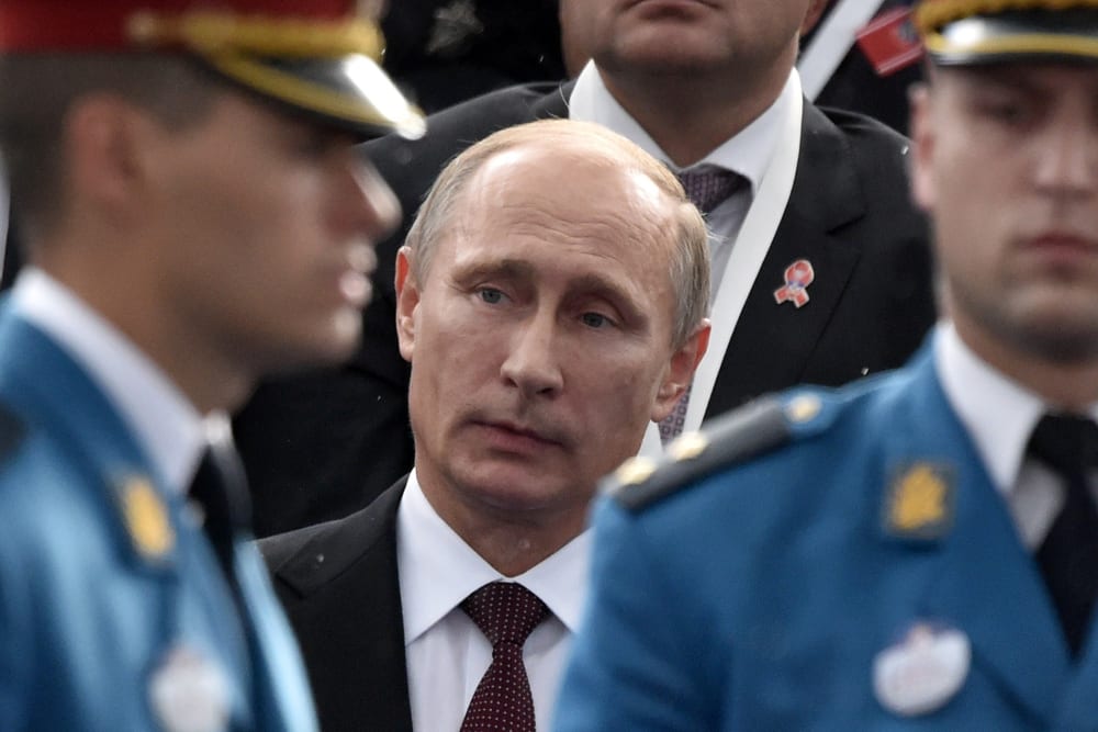 Russian President Vladimir Putin is seen ahead of a military parade in the Serbian capital Belgrade, on Oct. 16, 2014. (Andrej Isakovic/AFP/Getty)