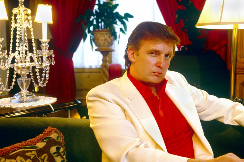Donald Trump in the main foyer of his mansion Greenwich, CT., circa 1987.