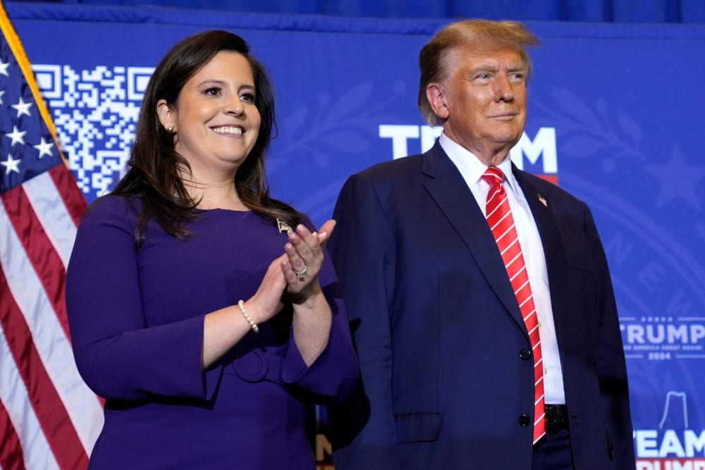 Elise Stefanik and Donald Trump at a campaign event in Concord, N.H.