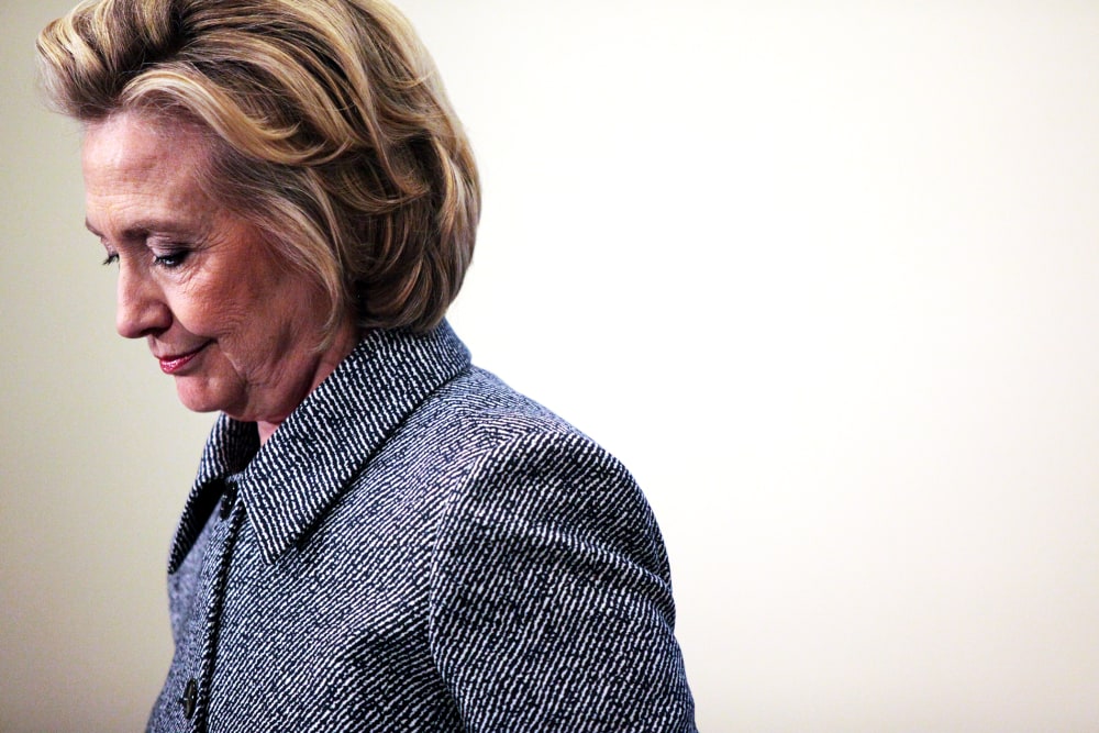 Former U.S. Secretary of State Hillary Clinton speaks to the media after keynoting a Women's Empowerment Event at the United Nations March 10, 2015 in New York, N.Y. (Photo by Yana Paskova/Getty)