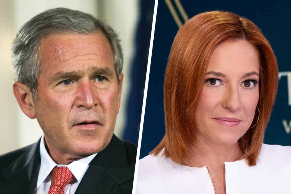 Former U.S. President George W. Bush; Jen Psaki.