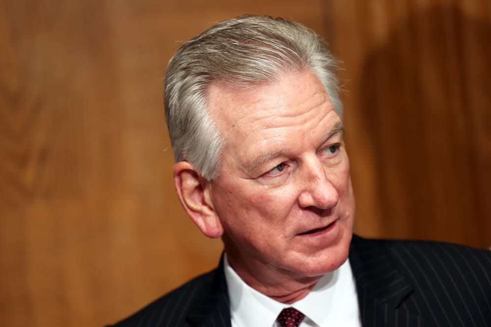 Sen. Tommy Tuberville on Oct. 18, 2023, at the Dirksen Senate Office Building in Washington, D.C.
