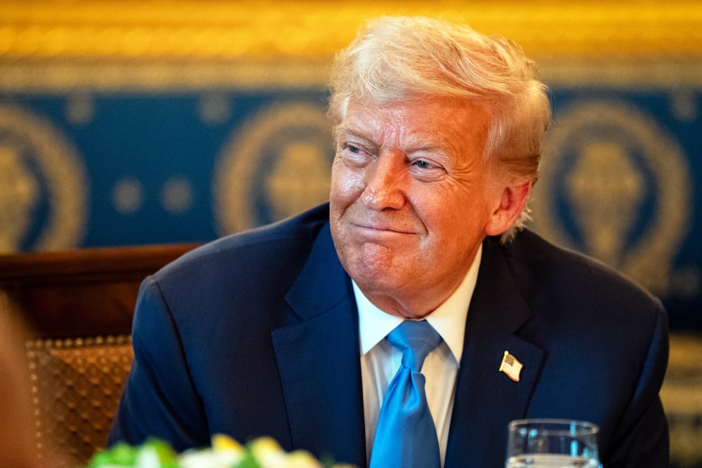 President Donald Trump on July 7, 2025, in the Blue Room of the White House.