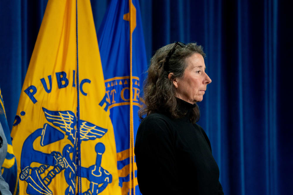 Stefanie Spear, seen in profile, looks ahead.