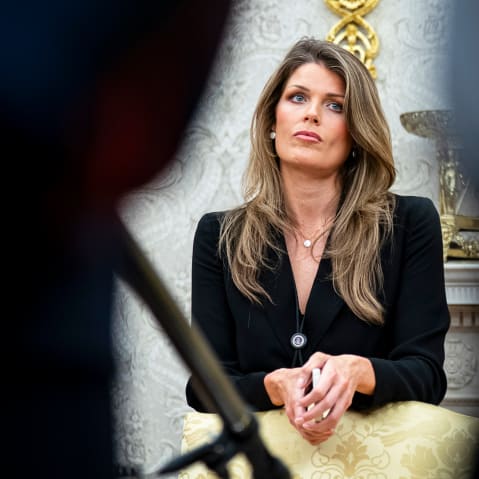 Lindsey Halligan in the Oval Office of the White House.