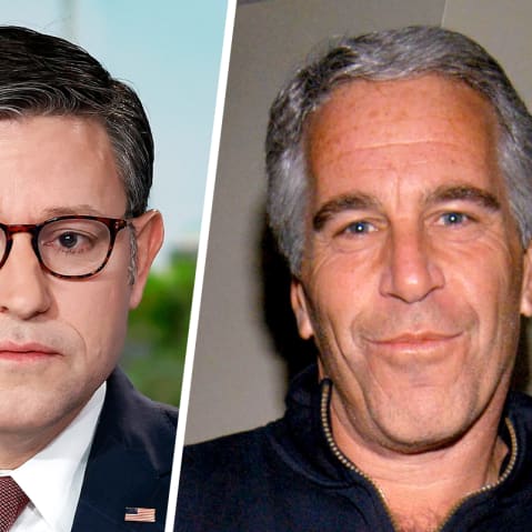 U.S. House Speaker Mike Johnson; Jeffrey Epstein.