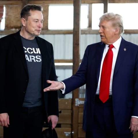 Donald Trump and Elon Musk on Oct. 05, 2024 in Butler, PA.