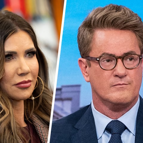 US Homeland Security Secretary Kristi Noem and MS NOW's Joe Scarborough.