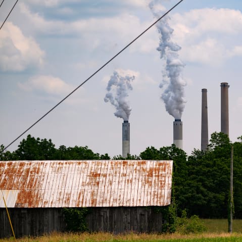Stacks from a coal power plant in Maysville, K.Y.