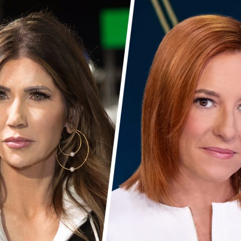 U.S. Homeland Security Secretary Kristi Noem and Jen Psaki