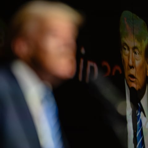 Donald Trump gives a keynote speech at the Bitcoin 2024 conference at Music City Center on July 27, 2024, in Nashville, TN.