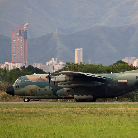 A military aircraft in on Nov. 20, 2025 in Venezuela, Maracay.