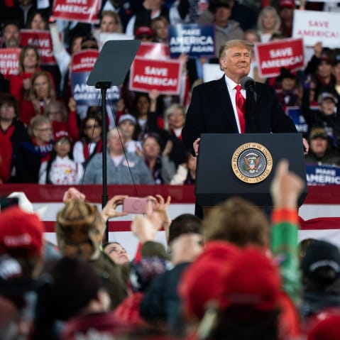 Donald Trump during a rally in Valdosta, G.A., on Dec. 5, 2020.