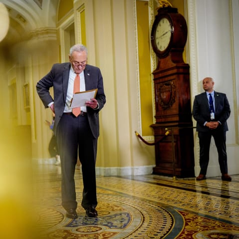 Senate Minority Leader Chuck Schumer at the Capitol.