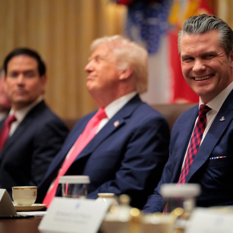 Secretary of Defense Pete Hegseth during a Cabinet meeting in the White House.