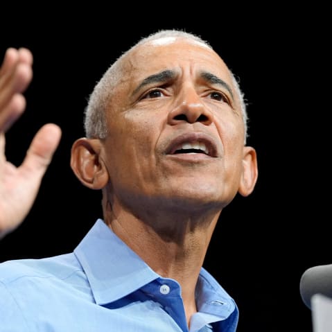 Former President Barack Obama during a rally for Abigail Spanberger in Norfolk, V.A.