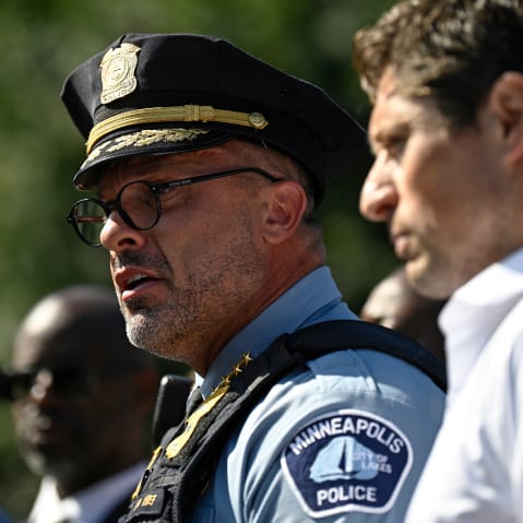 Minneapolis Police Chief Brian O'Hara speaks during a press conference in Minneapolis.