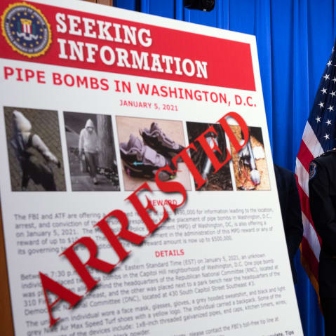 U.S. Capitol Police Chief Michael Sullivan and Washington’s Metropolitan Police Chief Pamela Smith attend a news conference at the Justice Department on Dec. 4, 2025, announcing the arrest of Brian Cole Jr.