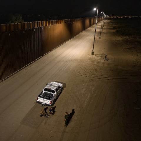 Border Patrol agents arrest two people smuggling drugs into Yuma, A.Z., on June 22, 2022.